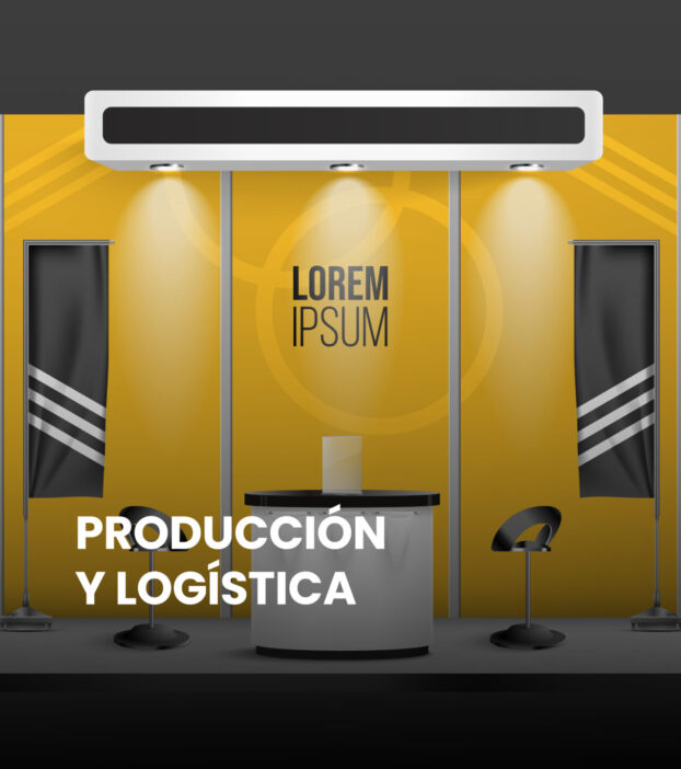 Advertising exhibition stand template in yellow and black colors realistic vector illustration